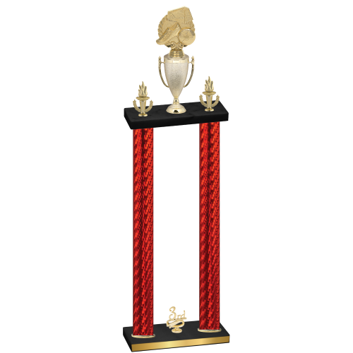 Double Red Carbon Fiber Third Place Soccer Trophy