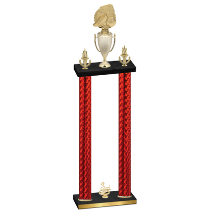 Double Red Carbon Fiber Third Place Soccer Trophy