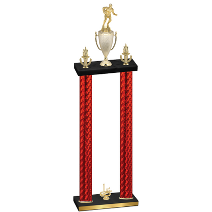 Double Red Carbon Fiber First Place Rugby Trophy