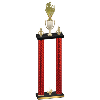 Double Red Carbon Fiber First Place Rugby Trophy