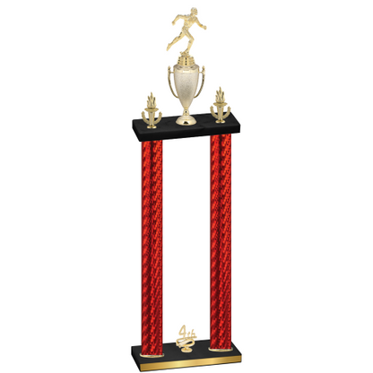Double Red Carbon Fiber Fourth Place Running Trophy