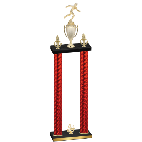 Double Red Carbon Fiber Fourth Place Running Trophy