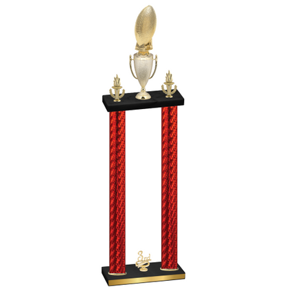 Double Red Carbon Fiber Third Place Football Trophy