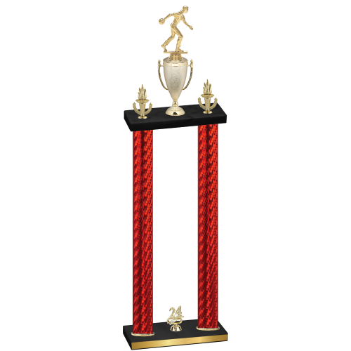 Double Red Carbon Fiber Year Bowling Trophy