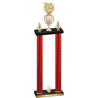 Double Red Carbon Fiber Fourth Place Bowling Trophy