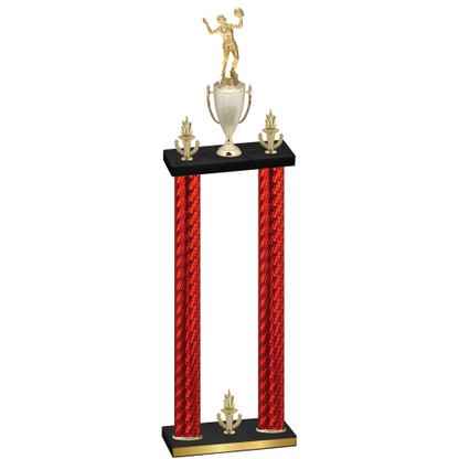 Double Red Carbon Fiber Victory Volleyball Trophy