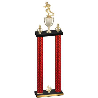 Double Red Carbon Fiber Fourth Place Football Trophy