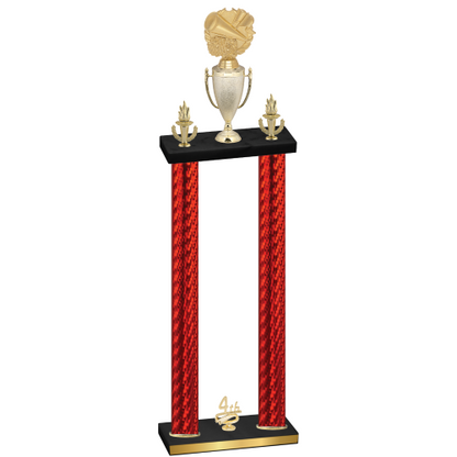 Double Red Carbon Fiber Fourth Place Cheerleading Trophy