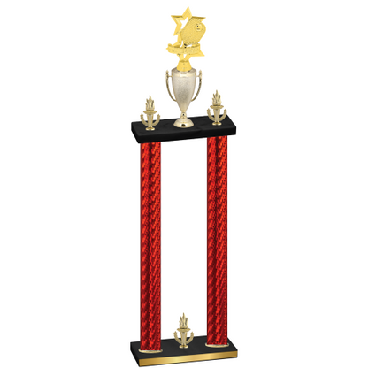 Double Red Carbon Fiber Victory Pickleball Trophy