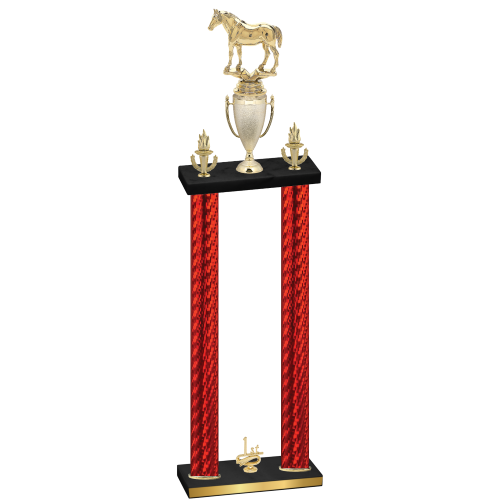 Double Red Carbon Fiber First Place Horses Trophy