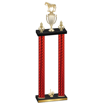 Double Red Carbon Fiber First Place Horses Trophy