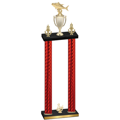 Double Red Carbon Fiber Third Place Fishing Trophy