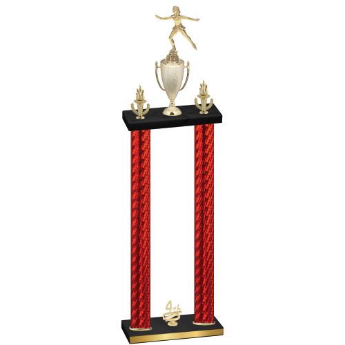 Double Red Carbon Fiber Fourth Place Skater Trophy