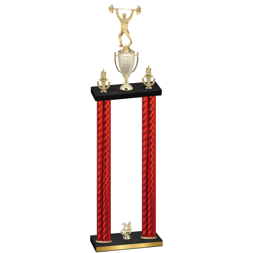 Double Red Carbon Fiber Year Weights Trophy