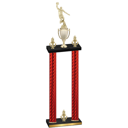 Double Red Carbon Fiber Victory Basketball Trophy