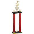 Double Red Carbon Fiber Third Place Flag Football Trophy