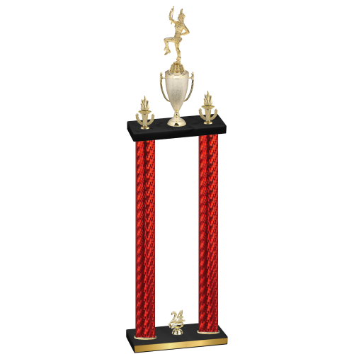 Double Red Carbon Fiber Year Majorette Trophy