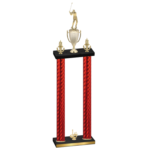 Double Red Carbon Fiber First Place Golf Trophy