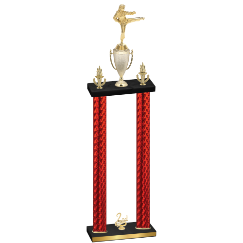 Double Red Carbon Fiber Second Place Karate Trophy
