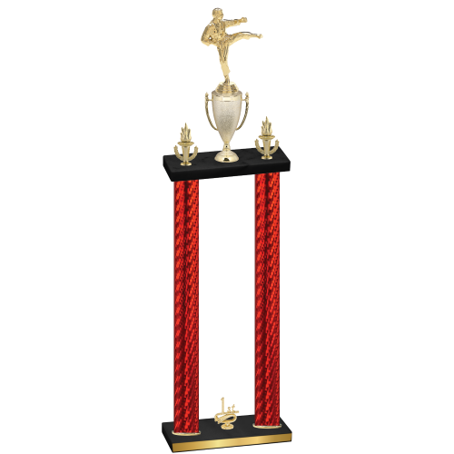 Double Red Carbon Fiber First Place Karate Trophy