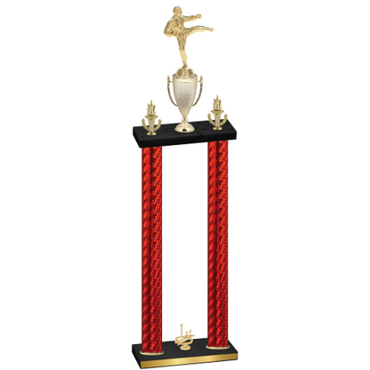 Double Red Carbon Fiber First Place Karate Trophy