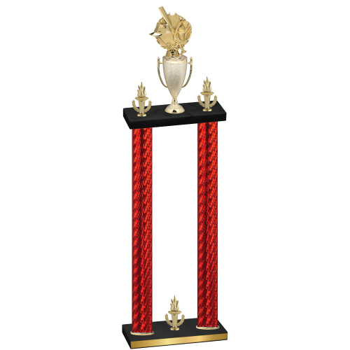Double Red Carbon Fiber Victory Baseball Trophy