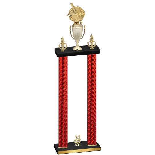 Double Red Carbon Fiber Year Baseball Trophy