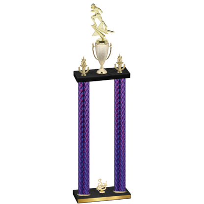 Double Purple Carbon Fiber Third Place Football Trophy