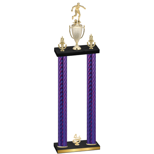Double Purple Carbon Fiber Fourth Place Soccer Trophy