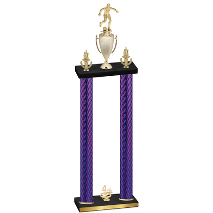 Double Purple Carbon Fiber Fourth Place Soccer Trophy