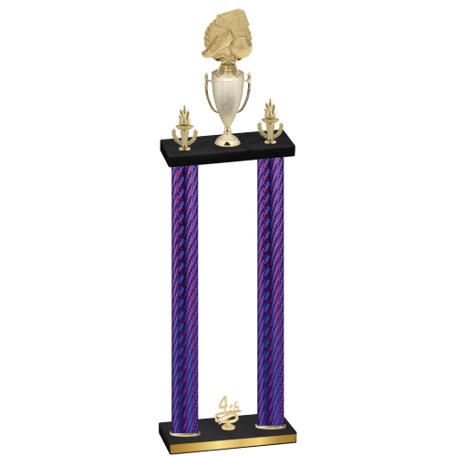 Double Purple Carbon Fiber Fourth Place Soccer Trophy