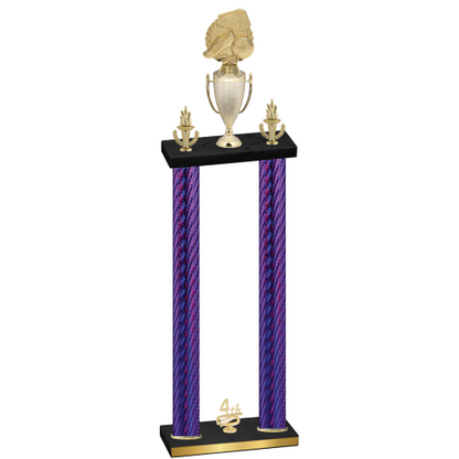 Double Purple Carbon Fiber Fourth Place Soccer Trophy