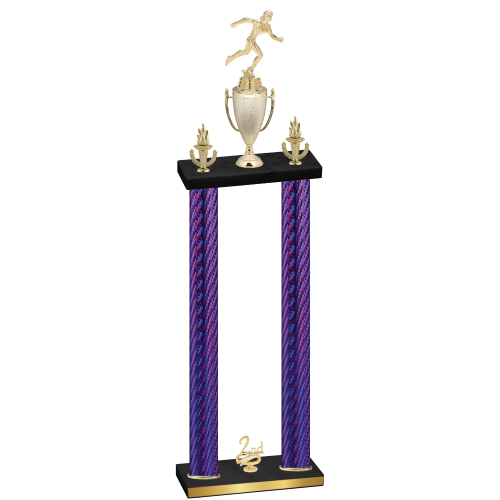 Double Purple Carbon Fiber Second Place Running Trophy