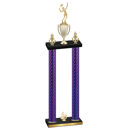 Double Purple Carbon Fiber Fourth Place Tennis Trophy