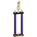 Double Purple Carbon Fiber Third Place Football Trophy