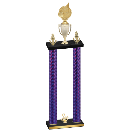 Double Purple Carbon Fiber Second Place Volleyball Trophy