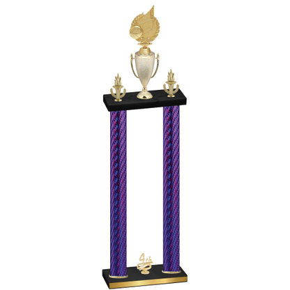 Double Purple Carbon Fiber Fourth Place Volleyball Trophy