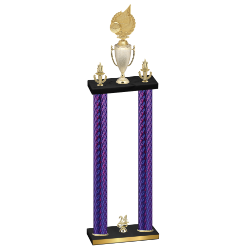 Double Purple Carbon Fiber Year Volleyball Trophy