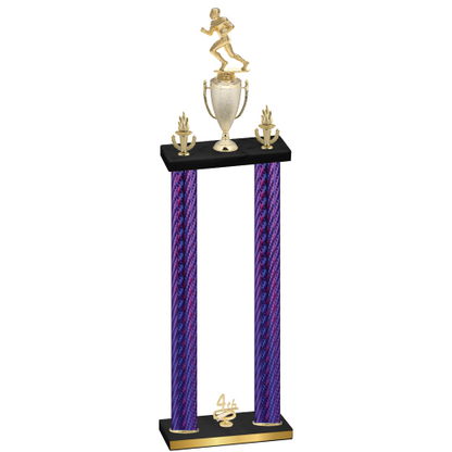 Double Purple Carbon Fiber Fourth Place Football Trophy