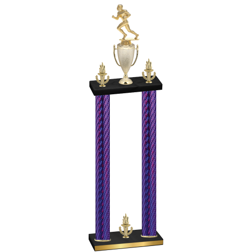 Double Purple Carbon Fiber Victory Football Trophy