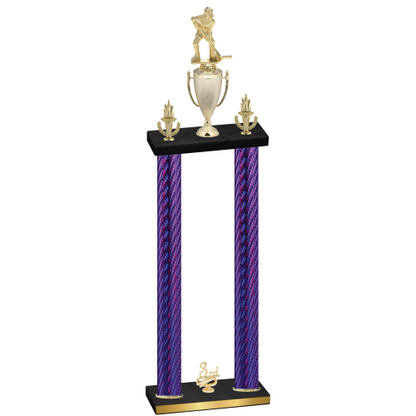 Double Purple Carbon Fiber Third Place Hockey Trophy