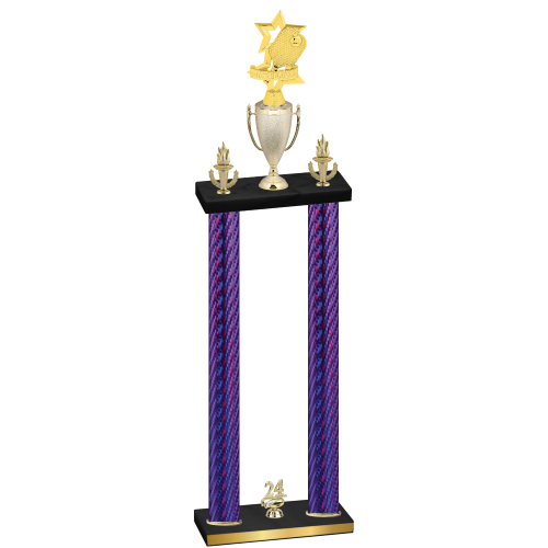 Double Purple Carbon Fiber Year Pickleball Trophy
