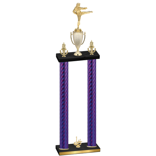 Double Purple Carbon Fiber First Place Karate Trophy
