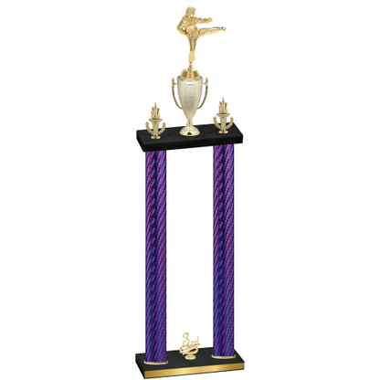 Double Purple Carbon Fiber Third Place Karate Trophy
