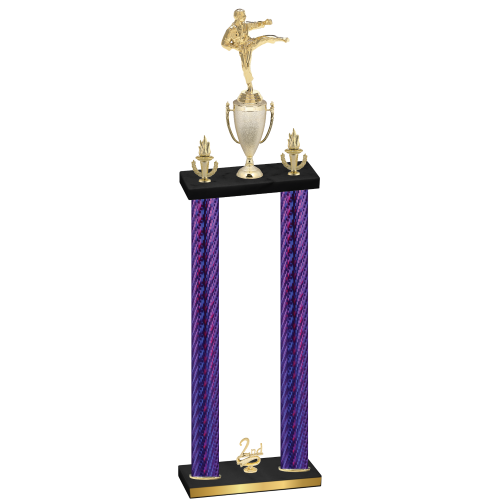 Double Purple Carbon Fiber Second Place Karate Trophy