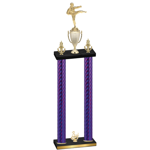 Double Purple Carbon Fiber Third Place Karate Trophy