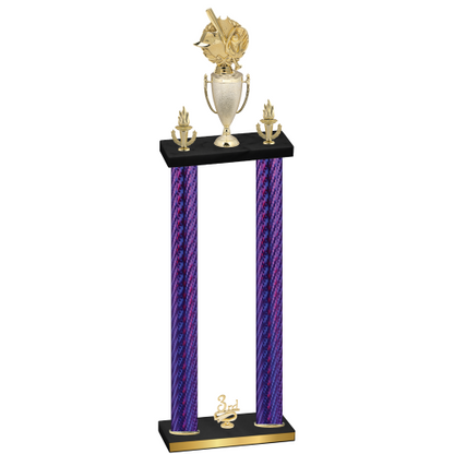 Double Purple Carbon Fiber Third Place Baseball Trophy