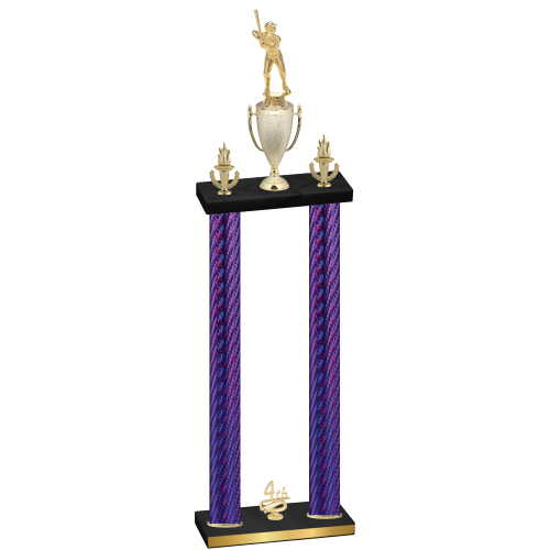 Double Purple Carbon Fiber Fourth Place Baseball Trophy