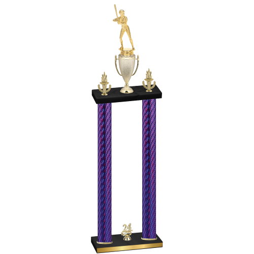 Double Purple Carbon Fiber Year Softball Trophy