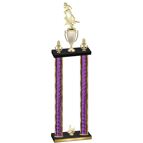 Double Purple Glacier Third Place Football Trophy